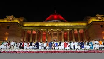 Prime Minister Narendra Modi along with his Council of Ministers at the Rashtrapati Bhavan on 9 June 2024. PTI