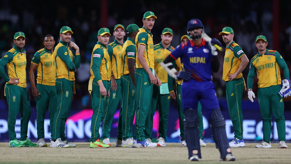 South Africa beat Nepal by a slender 1 run margin to remain unbeaten in their T20 World Cup group. Image: X/ICC South Africa beat Nepal by a slender 1 run margin to remain unbeaten in their T20 World Cup group. Image: X/ICC