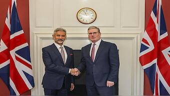 Foreign Minister Jaishankar with Labour Party Leader Kier Starmer. PTI
