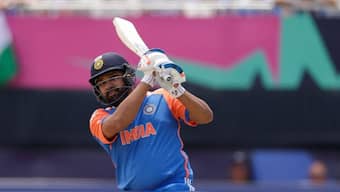 Rohit Sharma was also hit on right biceps during the T20 World Cup match vs Ireland. AP