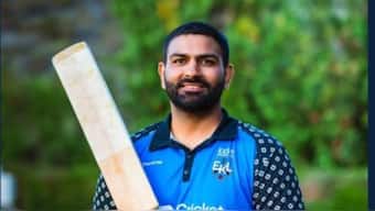 Sahil Chauhan smashed his T20I century in just 27 balls against Cyprus. Image: European Cricket X account