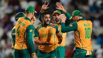 Tabraiz Shamsi took three wickets for South Africa against Afghanistan in the T20 World Cup semi-final. AP