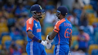 India vs Afghanistan LIVE: Hardik Pandya and Suryakumar Yadav added 60 for the fifth wicket, laying the foundation for a competitive total. AP
