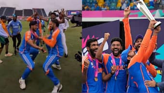 Watch videos of Team India's celebration after T20 World Cup victory. Image: AP