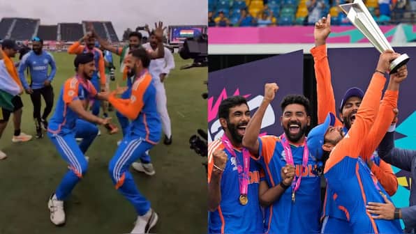 WATCH: Team India celebrate T20 World Cup win in 'bhangra' style; Rohit's emotional moments with Kohli, Pandya