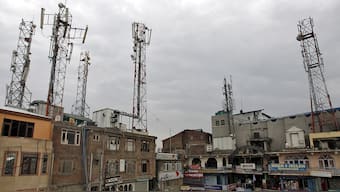 A view of telecom towers installed over the buildings is pictured in Srinagar. Reuters
