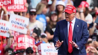 Former US President and Republican presidential candidate Donald Trump speaks during a campaign event, in Racine, Wisconsin, 18 June, 2024. Reuters