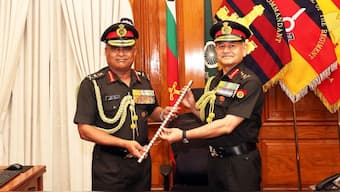 Outgoing Indian Army chief General Manoj Pande has handed over the charge to new Army chief Gen. Upendra Dwivedi (Photo: ANI)