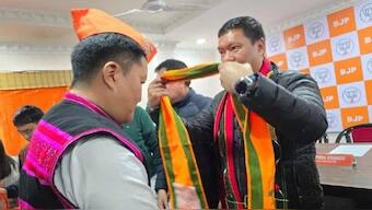 Arunachal chief minister Pema Khandu felicitating 
Mutchu Mithi in Arunanchal Pradesh. File photo