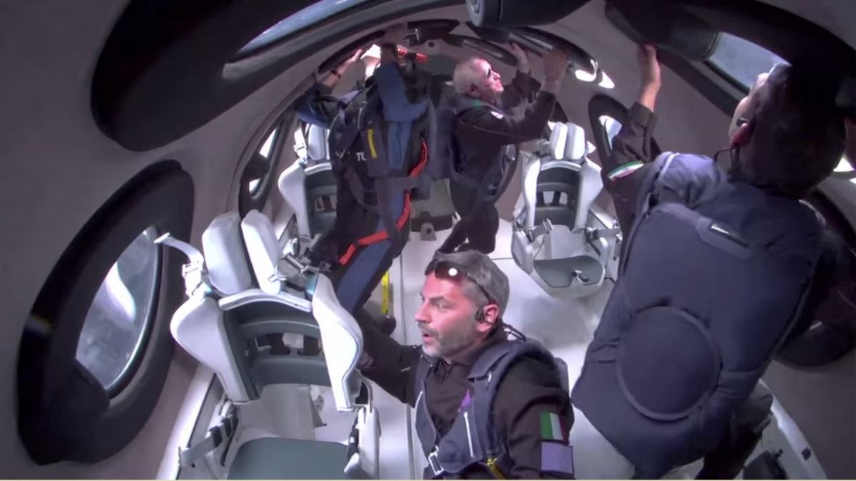 Four tourists fly to edge of space and back in Virgin Galactic spaceplane Four tourists fly to edge of space and back in Virgin Galactic spaceplane