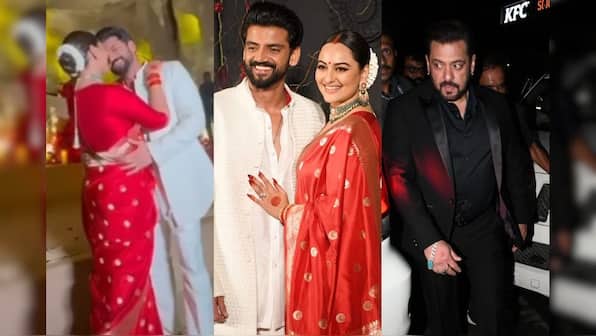 WATCH: Sonakshi Sinha stuns in a red traditional dress for her wedding with Zaheer Iqbal; Salman Khan, Rekha, Netflix's 'Heeramandi' co-star Aditi Rao Hydari grace the occasion