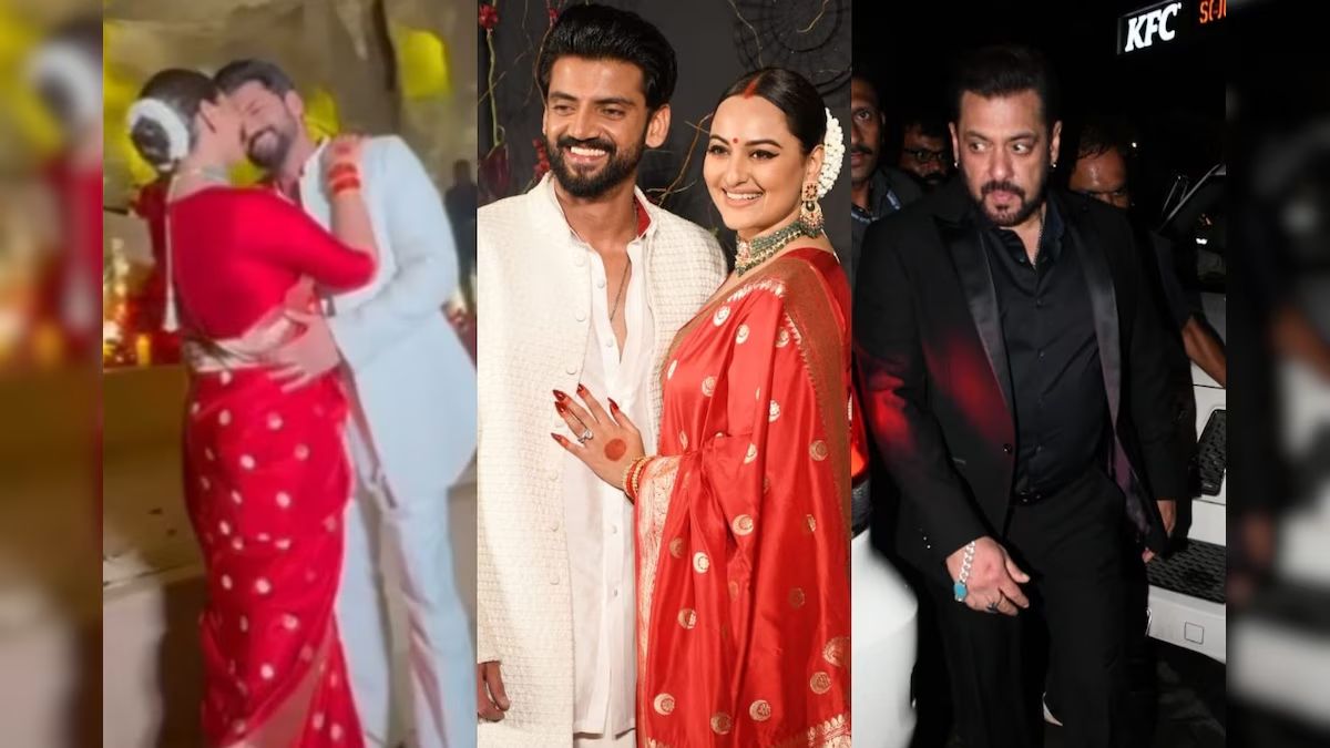 WATCH: Sonakshi Sinha stuns in a red traditional dress for her wedding with Zaheer Iqbal; Salman Khan, Rekha, Netflix's 'Heeramandi' co-star Aditi Rao Hydari grace the occasion WATCH: Sonakshi Sinha stuns in a red traditional dress for her wedding with Zaheer Iqbal; Salman Khan, Rekha, Netflix's 'Heeramandi' co-star Aditi Rao Hydari grace the occasion