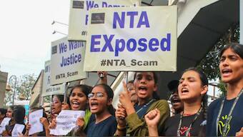 Students protest over irregularities in the recently conducted NEET-UG and UGC NET exams. PTI File
