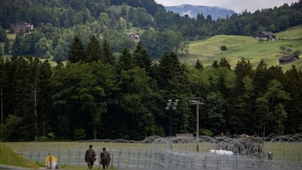 Swiss military personnel are pictured during a guided visit to the security zone of the June 15-16 peace summit for Ukraine, in Obburgen near Burgenstock, Switzerland, 10 June 2024. Reuters File Photo