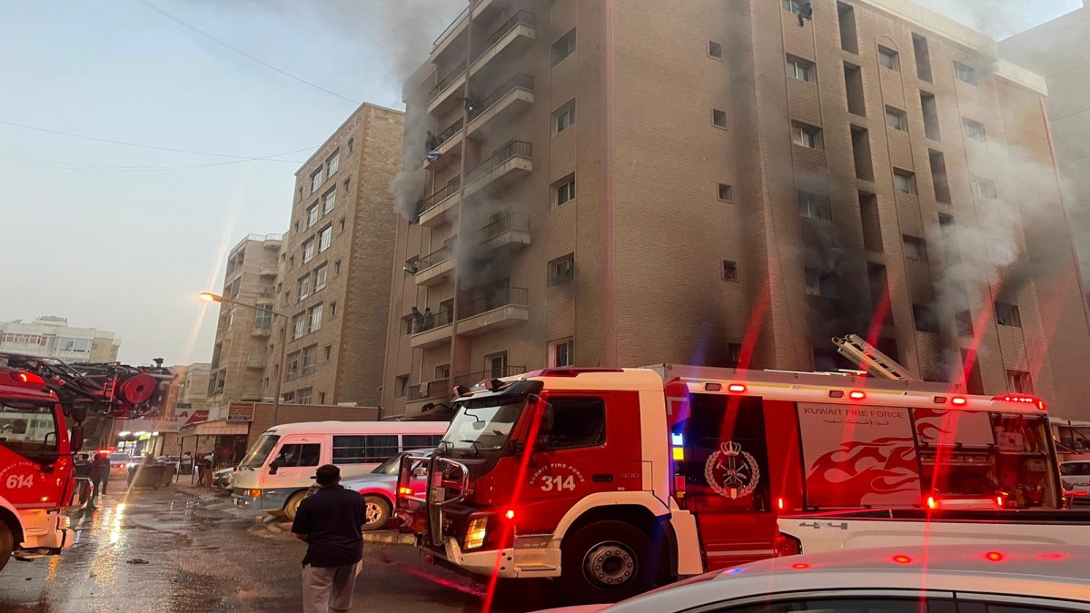 Smoke billows after a fire broke out in a building, in Mangaf, Kuwait, Wednesday, 12 June 2024. Network18/File Photo Smoke billows after a fire broke out in a building, in Mangaf, Kuwait, Wednesday, 12 June 2024. Network18/File Photo
