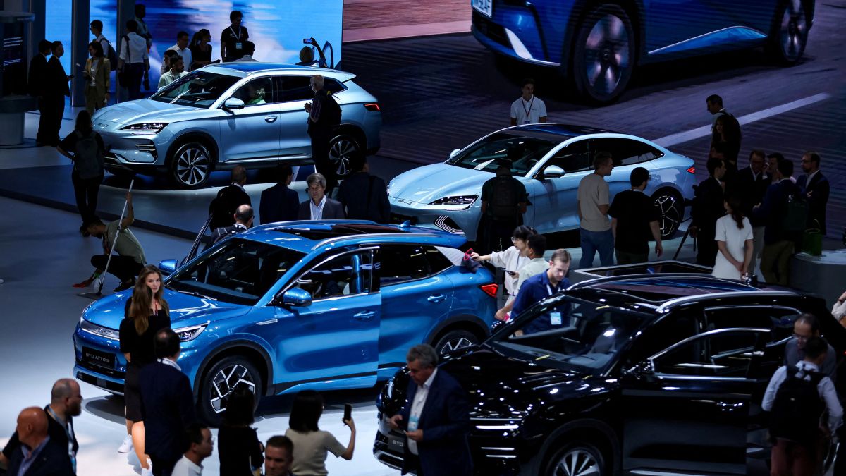 A general view of visitors looking at models from BYD, a Chinese automobile manufacturer, during an event a day ahead of the official opening of the 2023 Munich Auto Show IAA Mobility, in Munich, Germany, 4 September, 2023. File Image/Reuters A general view of visitors looking at models from BYD, a Chinese automobile manufacturer, during an event a day ahead of the official opening of the 2023 Munich Auto Show IAA Mobility, in Munich, Germany, 4 September, 2023. File Image/Reuters