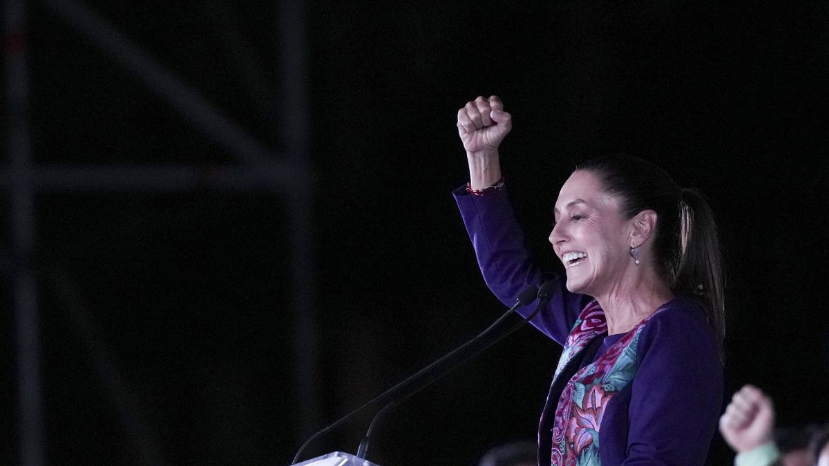 President-elect Claudia Sheinbaum addresses supporters at the Zocalo, Mexico City's main square, after the National Electoral Institute announced she held an irreversible lead in the election on 3 June. AP President-elect Claudia Sheinbaum addresses supporters at the Zocalo, Mexico City's main square, after the National Electoral Institute announced she held an irreversible lead in the election on 3 June. AP