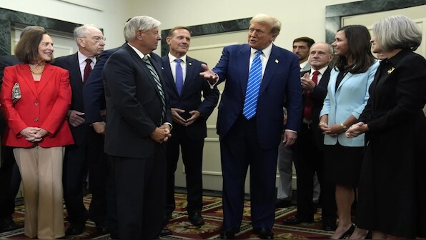 Republicans sing 'Happy Birthday' to Trump on his first visit to Capitol since January 6