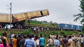 Rescue work is underway after a collision between the Kanchanjungha Express and a goods train near Rangapani railway station on Monday. PTI