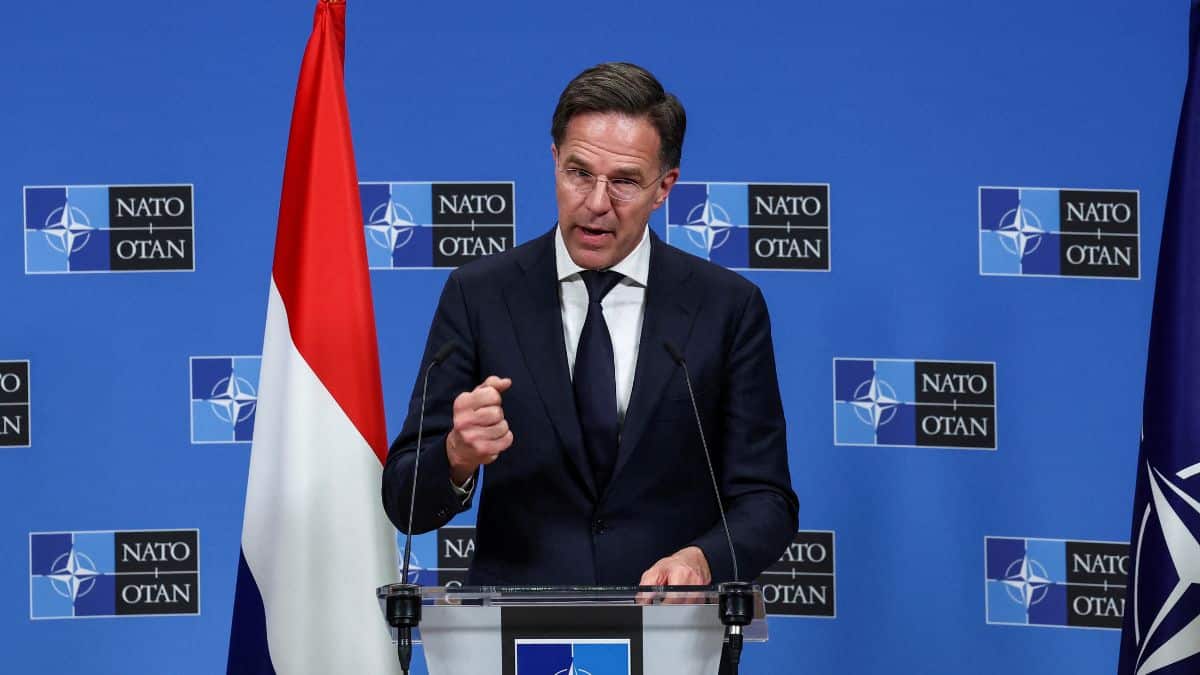 Dutch Prime Minister Mark Rutte attends a press conference at NATO's headquarters in Brussels, Belgium, April 17, 2024. File Image/Reuters
