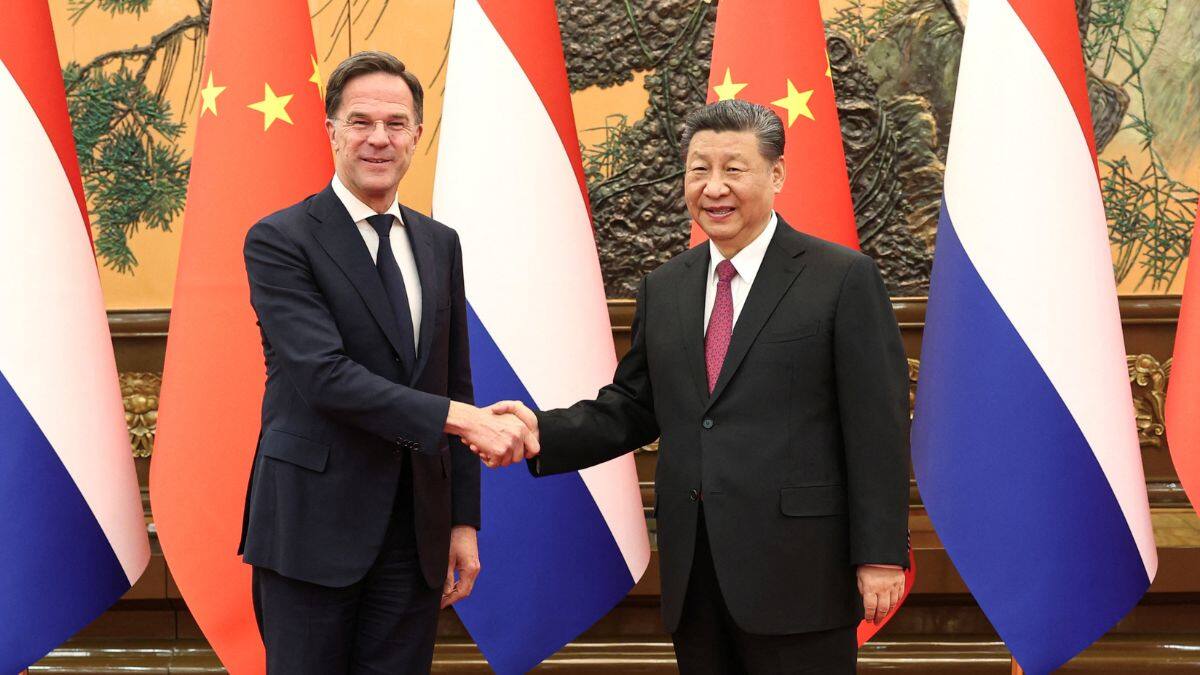 Chinese President Xi Jinping meets Prime Minister of the Netherlands Mark Rutte at the Great Hall of the People in Beijing, China, March 27, 2024. File Image/Reuters
