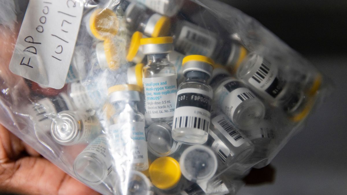 Vials of single doses of the Jynneos vaccine for mpox are seen from a cooler at a vaccinations site on August 29, 2022, in the Brooklyn borough of New York. File Image/AP Vials of single doses of the Jynneos vaccine for mpox are seen from a cooler at a vaccinations site on August 29, 2022, in the Brooklyn borough of New York. File Image/AP