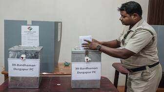 A police official on election duty casts his vote via postal ballot for Lok Sabha elections, in Bardhama. The INDI Alliance on Sunday urged the Election Commission to count postal ballots first and then finalise the Electronic Voting Machine (EVM) numbers. File image/PTI