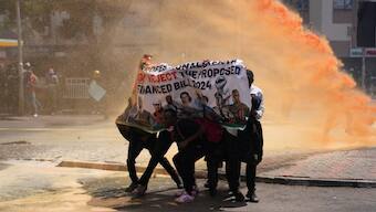 Protestors oppose the proposed tax hikes in a new finance bill which President Ruto is expected to sign.AP