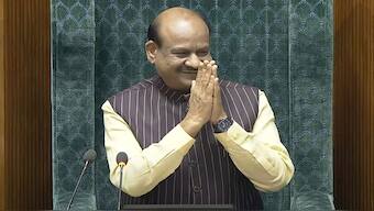 Om Birla after he was elected as the Speaker of the House during the first session of the 18th Lok Sabha, in New Delhi. PTI