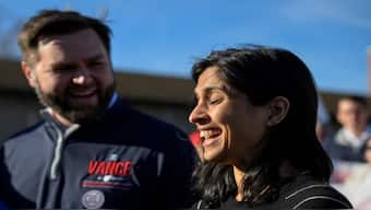 JD Vance said his wife Usha Chilukuri Vance's Hindu faith helped his spiritual journey. Reuters