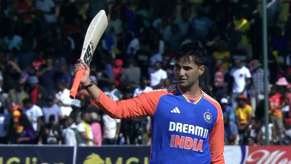 Abhishek Sharma took just two matches to score his maiden international ton. Image: SonyLIV Abhishek Sharma took just two matches to score his maiden international ton. Image: SonyLIV