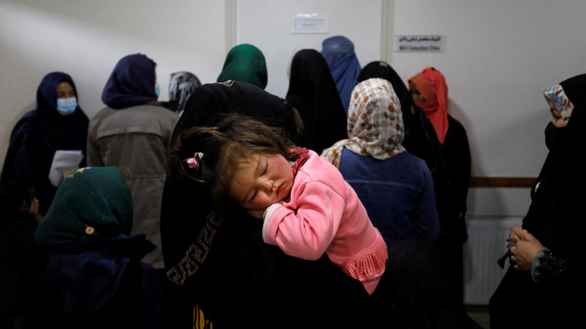 A mother holds her child as she rests in her arms, while women line up outside of a doctor's room, at a hospital in Bamiyan, Afghanistan, March 2, 2023. File Image/Reuters A mother holds her child as she rests in her arms, while women line up outside of a doctor's room, at a hospital in Bamiyan, Afghanistan, March 2, 2023. File Image/Reuters