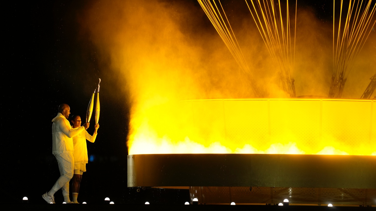 Paris Olympics: French gold medalists Teddy Riner and Marie-Jose Perec light the Olympic cauldron Paris Olympics: French gold medalists Teddy Riner and Marie-Jose Perec light the Olympic cauldron