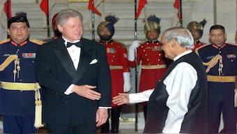 Indian Prime Minister Atal Bihari Vajpayee (R) greets US President Bill Clinton. File image/ AFP