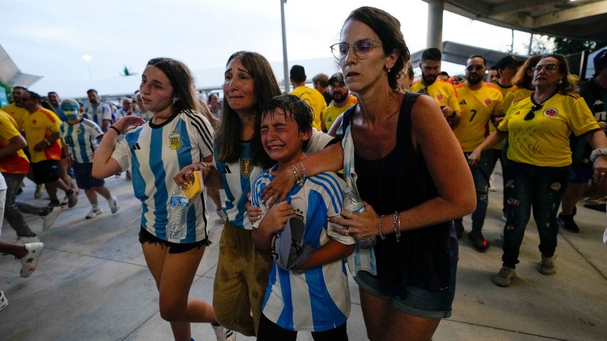 Fans were forced to seek medical attention after chaos at entry gates during the Copa America final. AP Fans were forced to seek medical attention after chaos at entry gates during the Copa America final. AP