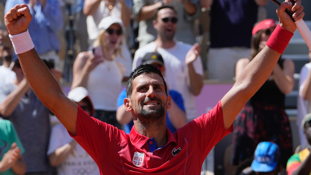 Novak Djokovic triumphed in straight sets over Rafael Nadal to keep his quest for an Olympic gold going in Paris. AP Novak Djokovic triumphed in straight sets over Rafael Nadal to keep his quest for an Olympic gold going in Paris. AP
