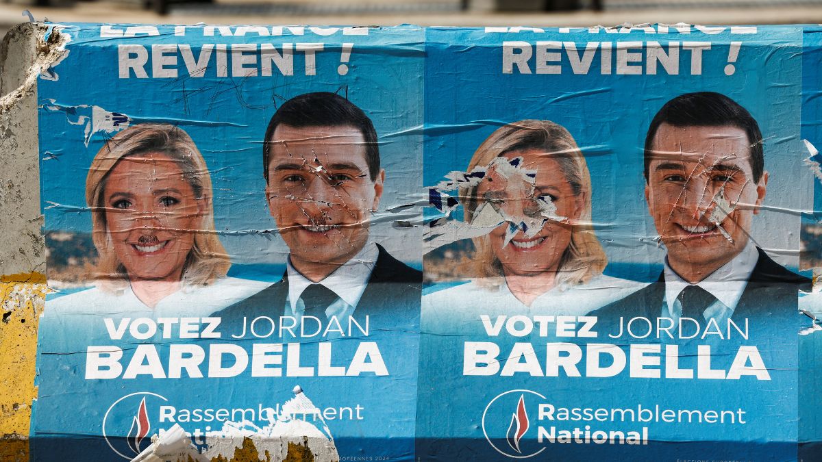 Election posters of the French far-right National Rally (Rassemblement National - RN) party with pictures of their leaders Marine Le Pen and Jordan Bardella are seen near the RN party headquarters before the second round of the early French parliamentary elections, in Paris, France, July 5, 2024. Reuters Election posters of the French far-right National Rally (Rassemblement National - RN) party with pictures of their leaders Marine Le Pen and Jordan Bardella are seen near the RN party headquarters before the second round of the early French parliamentary elections, in Paris, France, July 5, 2024. Reuters
