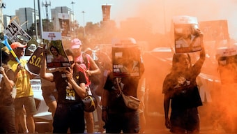 Protesters block a road during a demonstration demanding the immediate return of hostages who were kidnapped during the deadly October 7 attack on Israel by Hamas, in Tel Aviv, Israel, June 27, 2024. File Image/Reuters