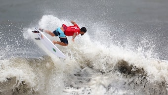 Brazil's Italo Ferreira competes in the inaugural Olympic surfing event in Tokyo 2020. Reuters