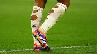 Jude Bellingham was among the English players spotted wearing socks dotted with holes in Euro 2024. Reuters