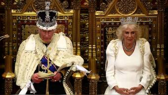 Britain's King Charles III, wearing the Imperial State Crown, as he reads the King's Speech from the The Sovereign's Throne in the House of Lords chamber, during the State Opening of Parliament, at the Houses of Parliament, in London, Britain July 17, 2024. Source: REUTERS.