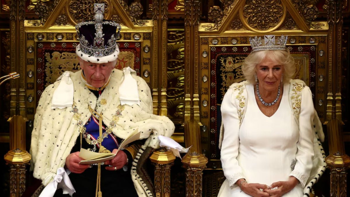Britain's King Charles III, wearing the Imperial State Crown, as he reads the King's Speech from the The Sovereign's Throne in the House of Lords chamber, during the State Opening of Parliament, at the Houses of Parliament, in London, Britain July 17, 2024. Source: REUTERS. Britain's King Charles III, wearing the Imperial State Crown, as he reads the King's Speech from the The Sovereign's Throne in the House of Lords chamber, during the State Opening of Parliament, at the Houses of Parliament, in London, Britain July 17, 2024. Source: REUTERS.