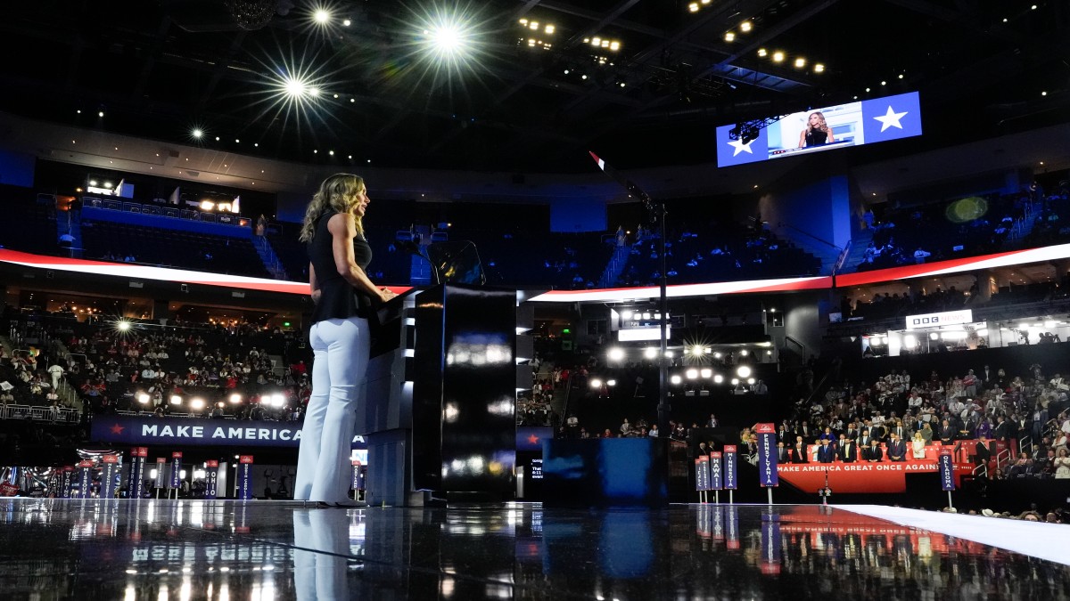 Republican National Committee co-chair Lara Trump speaks during the 2024 Republican National Convention at the Fiserv Forum, Tuesday, July 16, 2024, in Milwaukee. AP Republican National Committee co-chair Lara Trump speaks during the 2024 Republican National Convention at the Fiserv Forum, Tuesday, July 16, 2024, in Milwaukee. AP