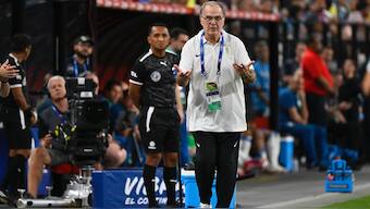 Uruguay coach Marcelo Bielsa reacts during a Copa America match against Brazil. AP