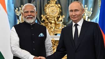 Russia's President Vladimir Putin shakes hands with India's Prime Minister Narendra Modi during a meeting at the Kremlin in Moscow, on July 9, 2024. Reuters