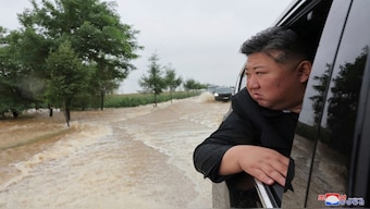 In this photo provided by the North Korean government, North Korean leader Kim Jong Un inspects a flood-hit area in North Phyongan province, North Korea Sunday, July 28, 2024. Independent journalists were not given access to cover the event depicted in this image distributed by the North Korean government. The content of this image is as provided and cannot be independently verified. Korean language watermark on image as provided by source reads: "KCNA" which is the abbreviation for Korean Central News Agency. Korean Central News Agency/Korea News Service via AP