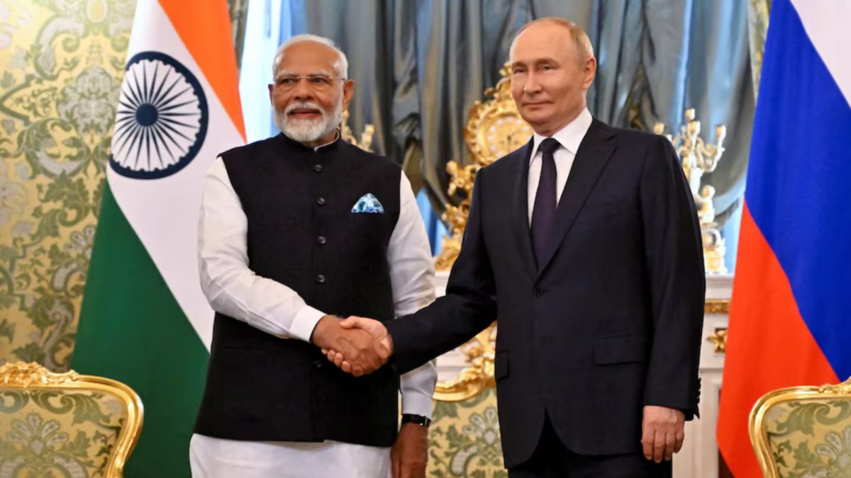 Russia's President Vladimir Putin shakes hands with Prime Minister Narendra Modi during a meeting at the Kremlin in Moscow, Russia July 9, 2024. Source: REUTERS. Russia's President Vladimir Putin shakes hands with Prime Minister Narendra Modi during a meeting at the Kremlin in Moscow, Russia July 9, 2024. Source: REUTERS.