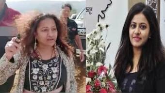 Puja Khedkar (R) and his mother Manorama Khedkar.