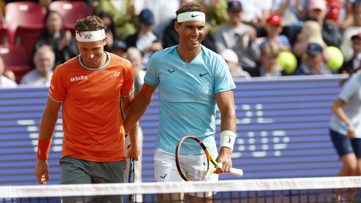 Rafael Nadal, right, and Casper Ruud's celebrate as they won the round of 16 double match at the Nordea Open ATP in Bastad, Sweden. AP Rafael Nadal, right, and Casper Ruud's celebrate as they won the round of 16 double match at the Nordea Open ATP in Bastad, Sweden. AP