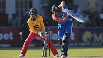 India captain Shubman Gill is bowled by his Zimbabwean counterpart Sikandar Raza in the first T20I in Harare on Saturday, 6 July. AP